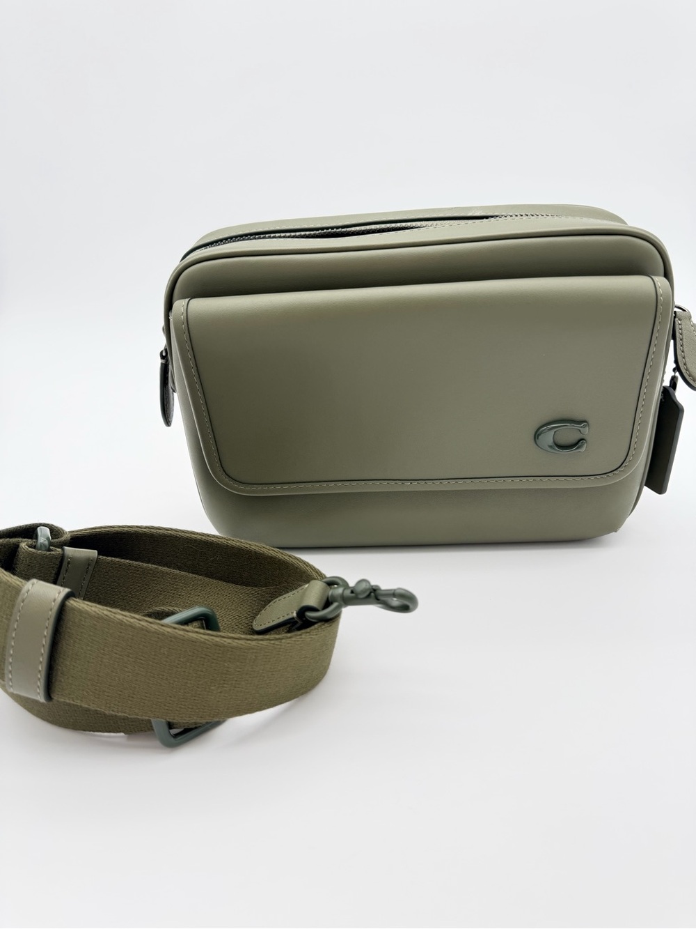 Coach Olive Army Green Leather Charter Bag with Adjustable Strap B248D CR726